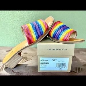 NIB-Lucky Brand Rainbow Stacked-Heel Slide🌞